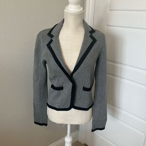 LOFT Gray Blazer with Black Trim
